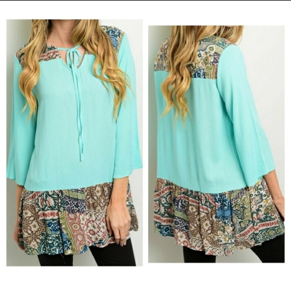 💙 Print Flare Hem Top